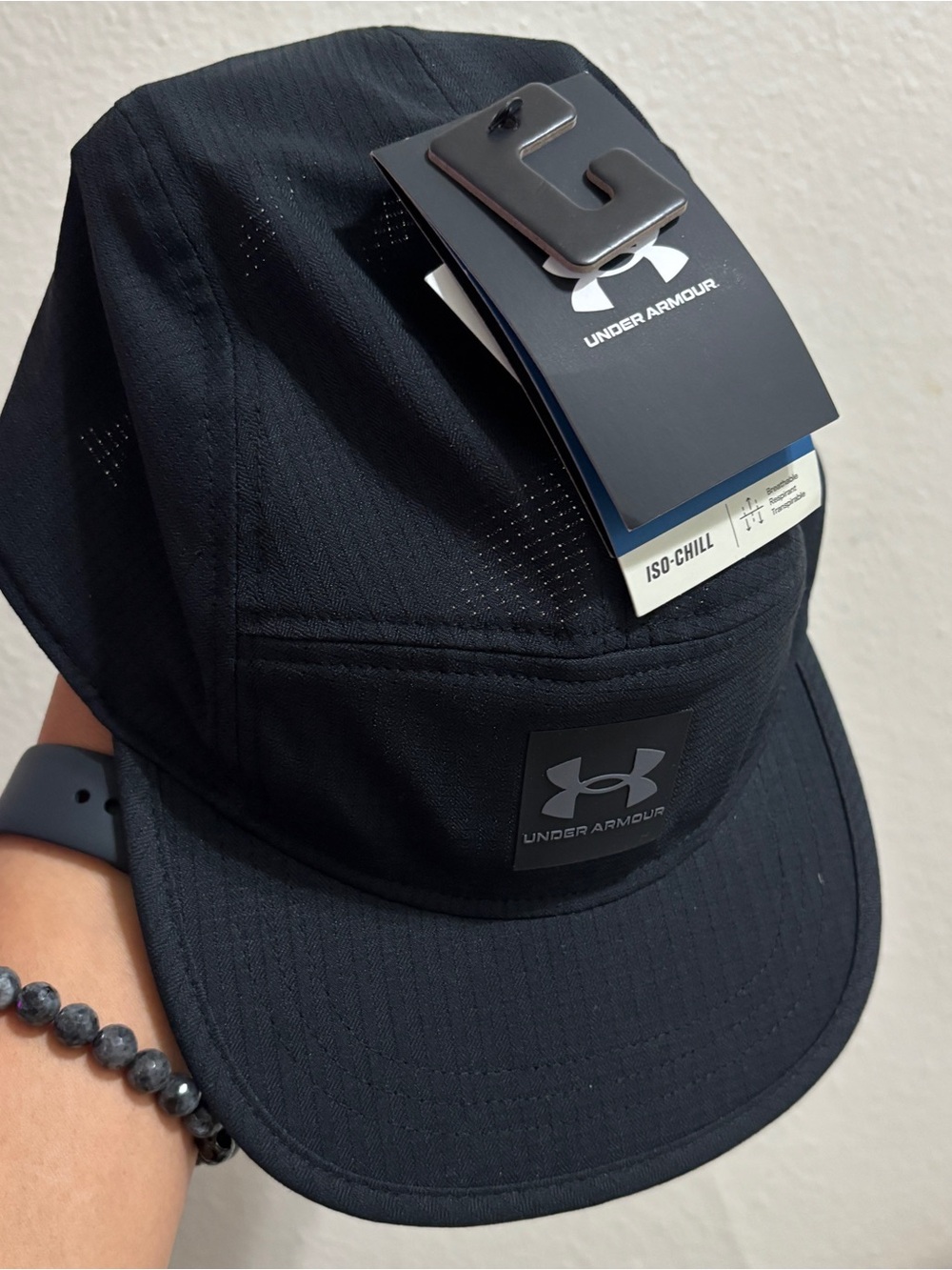Under Armour Black Iso-Chill Athletic Five-Panel Lightweight Running Hat OS